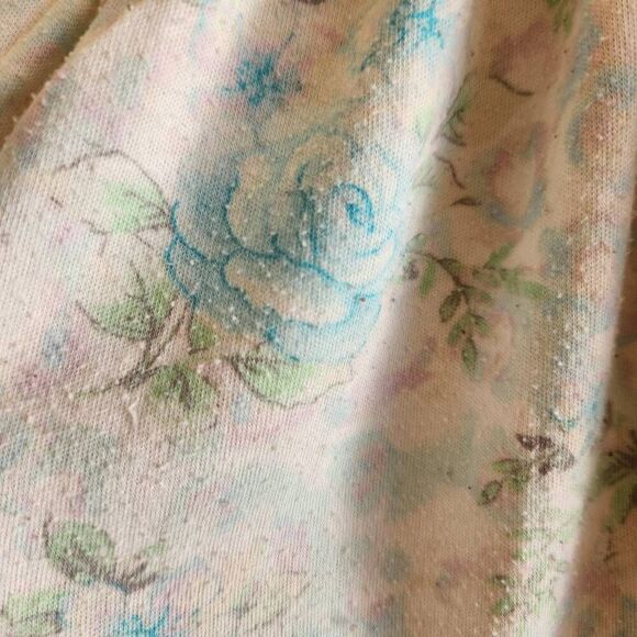 Miss Elaine women's L cream blue floral Rose pajama dress PJ nightdress nighty - Picture 5 of 6